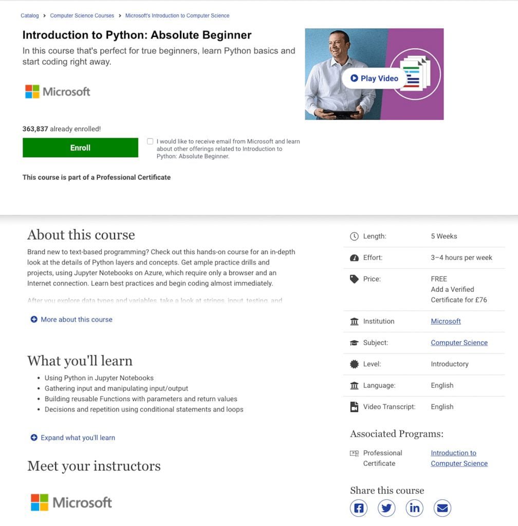 microsoft absolute beginner python course image