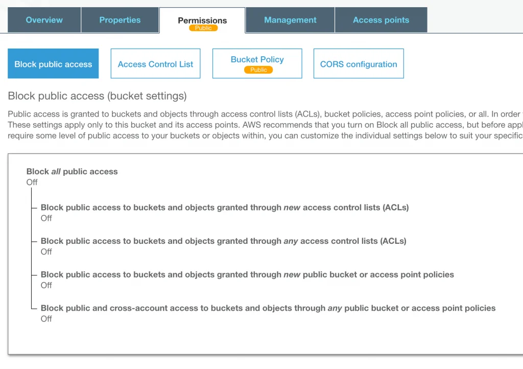 AWS S3 Static Website Hosting Permissions